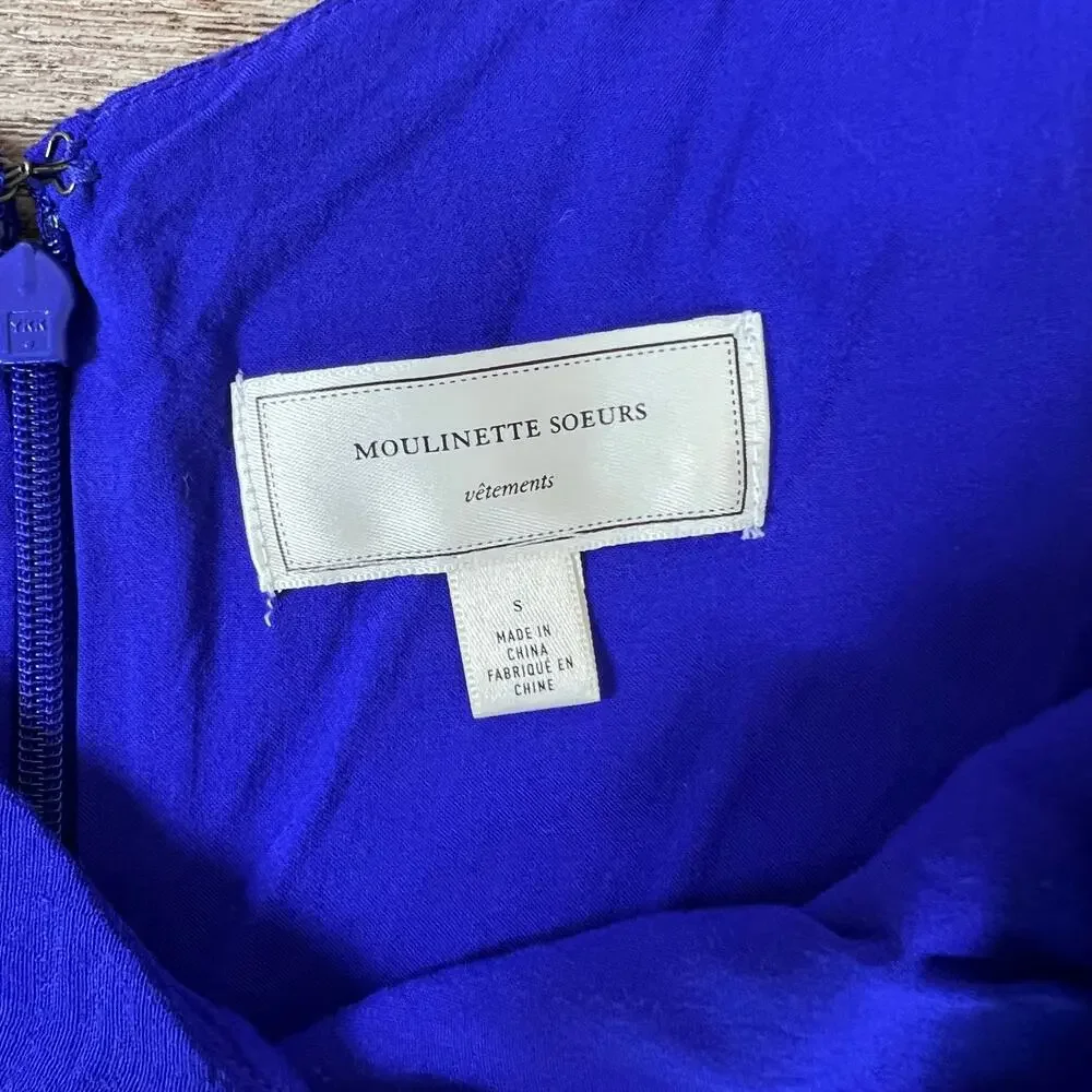 Anthropologie Moulinette Soeurs Women's Royal Blue Off Shoulder Dress